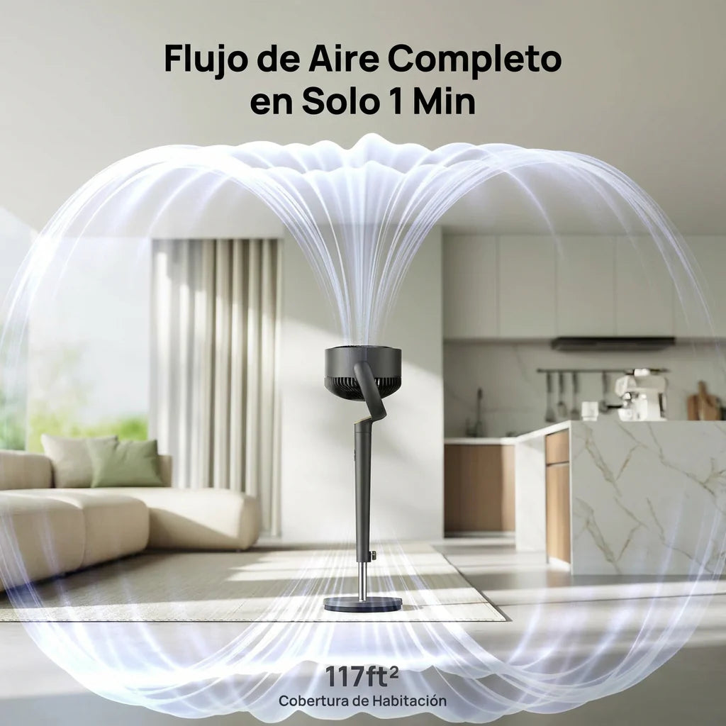 Ventilador de Pedestal — Oscilación 360°, Control Remoto y Pantalla LED
