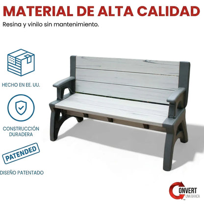 Banca 2-en-1 para Exterior que se Convierte en Mesa