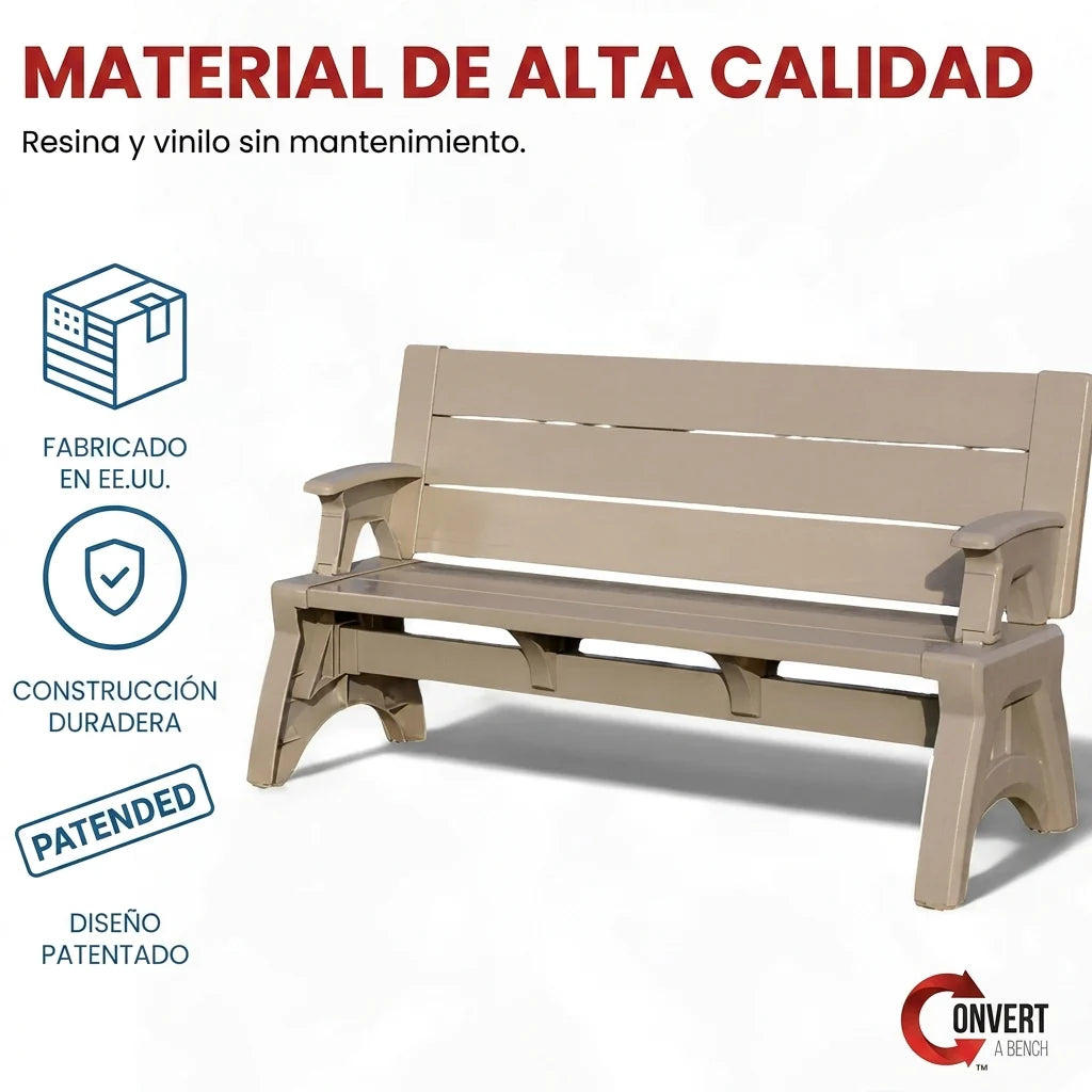 Banca 2-en-1 para Exterior que se Convierte en Mesa