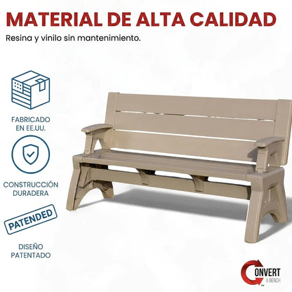 Banca 2-en-1 para Exterior que se Convierte en Mesa