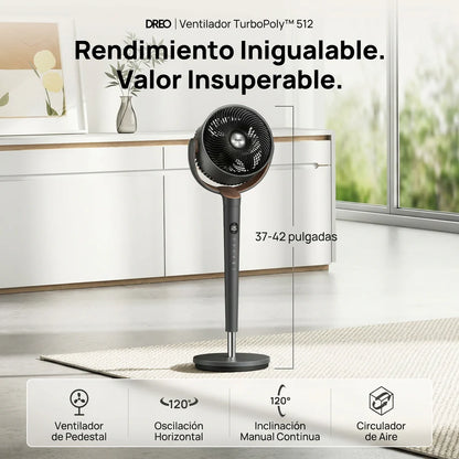 Ventilador de Pedestal — Oscilación 360°, Control Remoto y Pantalla LED
